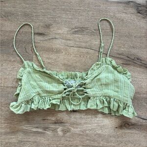 Urban Outfitters Green Ruffle Tank Top